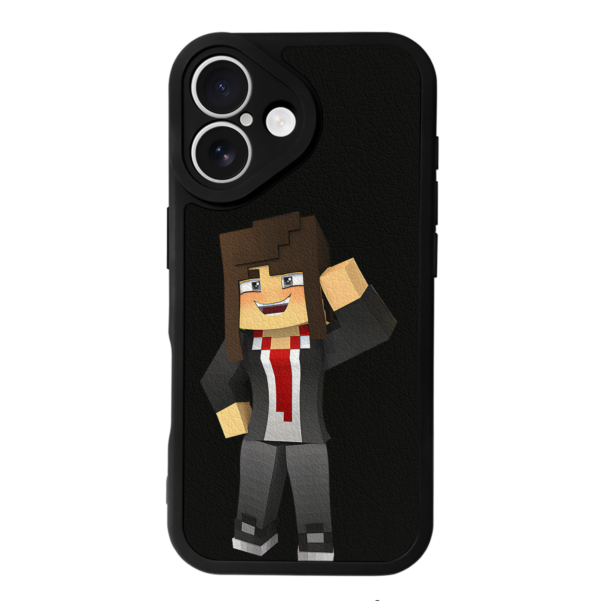 （画像用） マインクラフト ブロックの世界 Minecraft MC Block world 【iPhone 16シリーズ対応】シリコンスマホケース（レザー調） 材質：シリコン